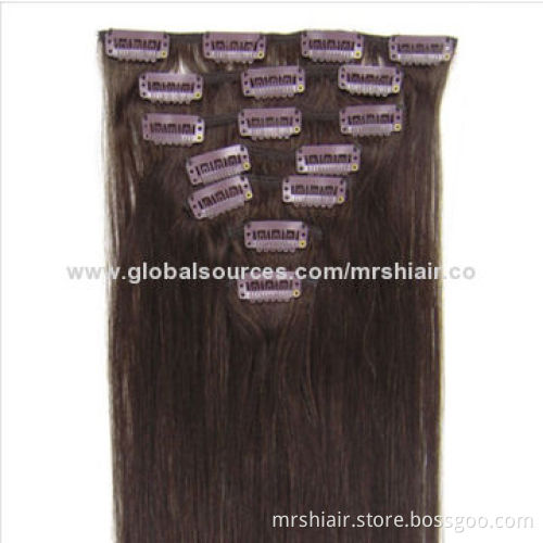 12"-28' #2 dark brown 70/80/100/120g 7pcs Peruvian clip in hair extensions